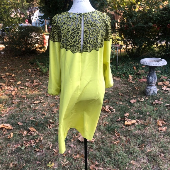 NWT Lela Rose for Lane Bryant 22 Plus Size Swing Dress Black Lace Yellow - Picture 2 of 13